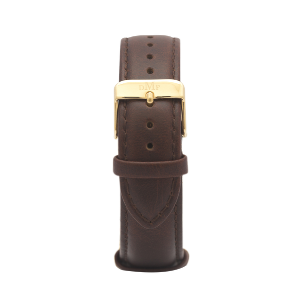 Brown Leather Strap Gold Buckle