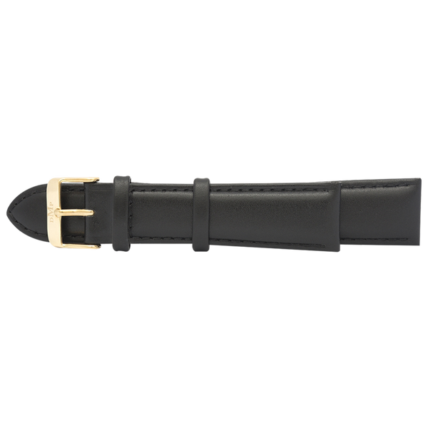 Black Leather Strap Gold Buckle