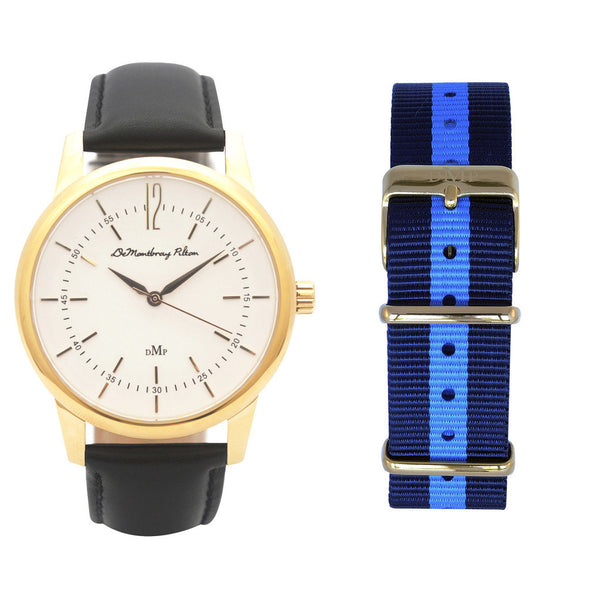 Classic Gold Watch with Black Leather Strap by DeMontbrayPilton