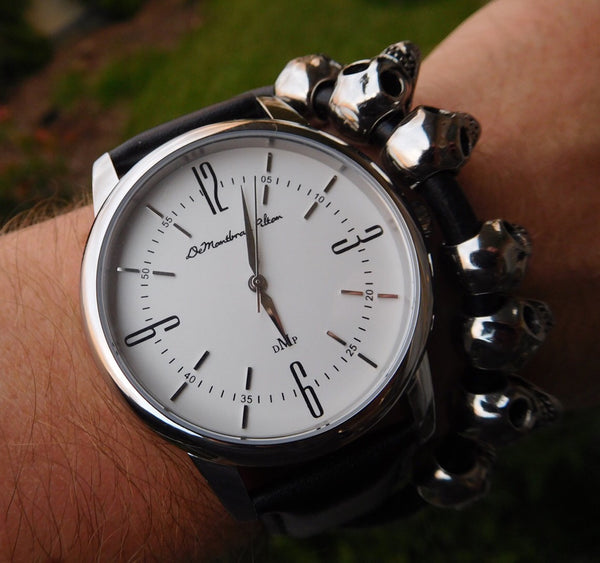 Chris Pilton Australian Designer Silver Watch Fob Black Leather strap Blue Nato Strap Luxury