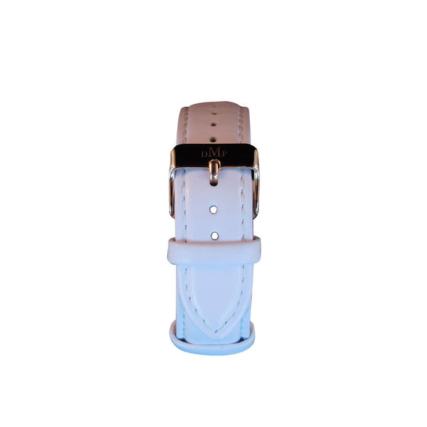 Rose gold watch with white band deals